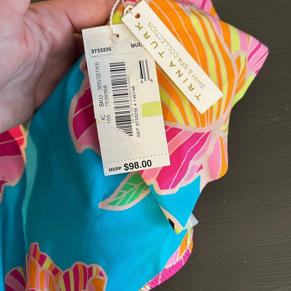 Trina Turk Poppy Ruffle Off The Shoulder Swim Top NEW - Picture 4 of 9